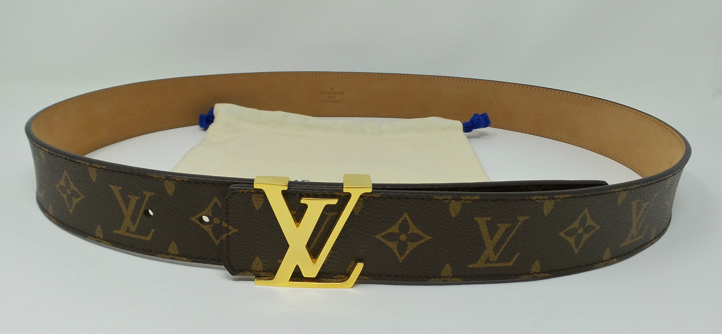 New Brown Monogram Belt with Gold Buckle