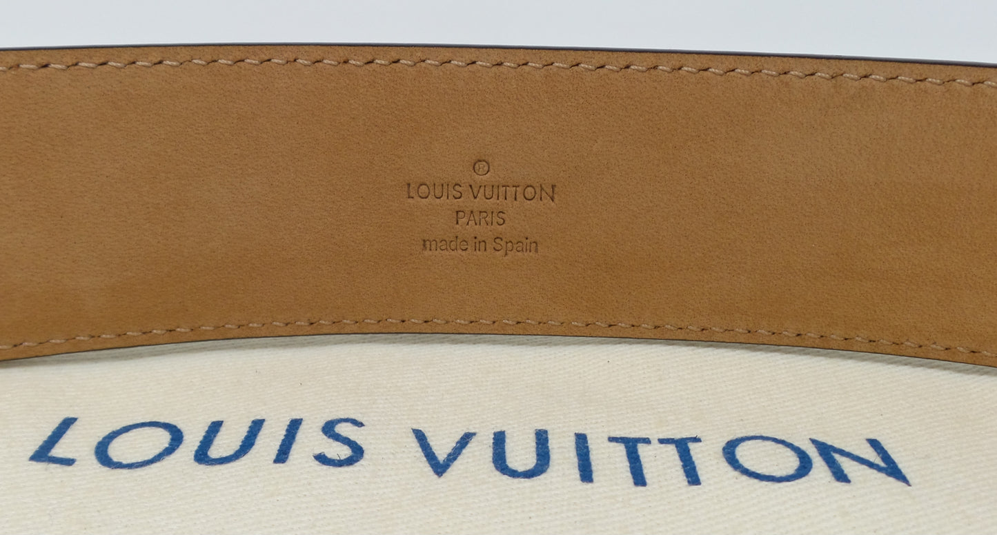 New Brown Monogram Belt with Gold Buckle