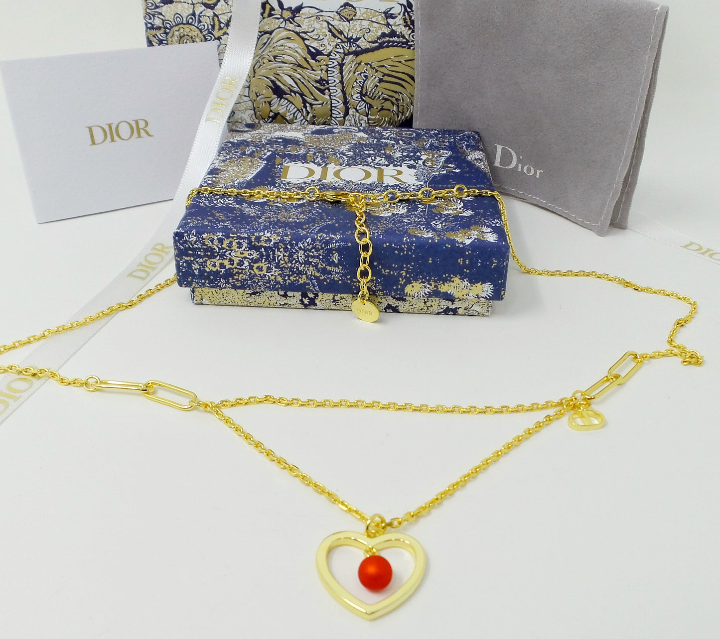 DIO(R)EVOLUTION Gold-Finish Heart Necklace Adjustable Length