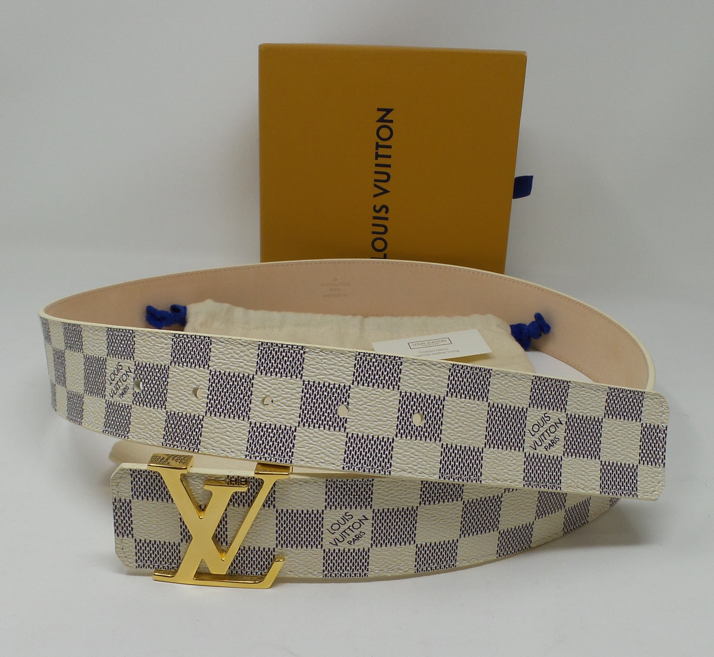 FLASH SALE ITEM White Damier Belt Gold Buckle Size 95