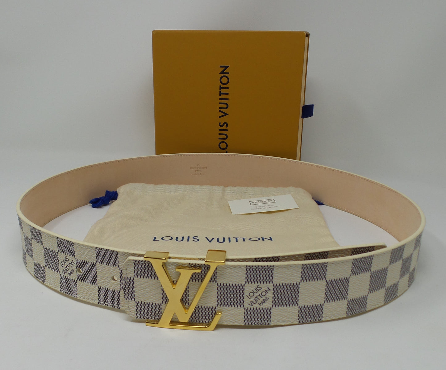 FLASH SALE ITEM White Damier Belt Gold Buckle Size 95