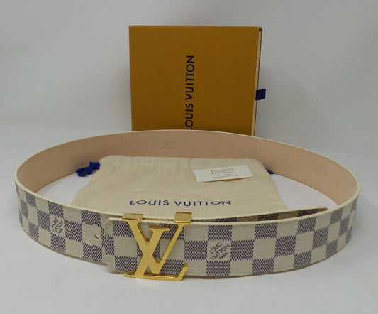 FLASH SALE ITEM White Damier Belt Gold Buckle Size 95