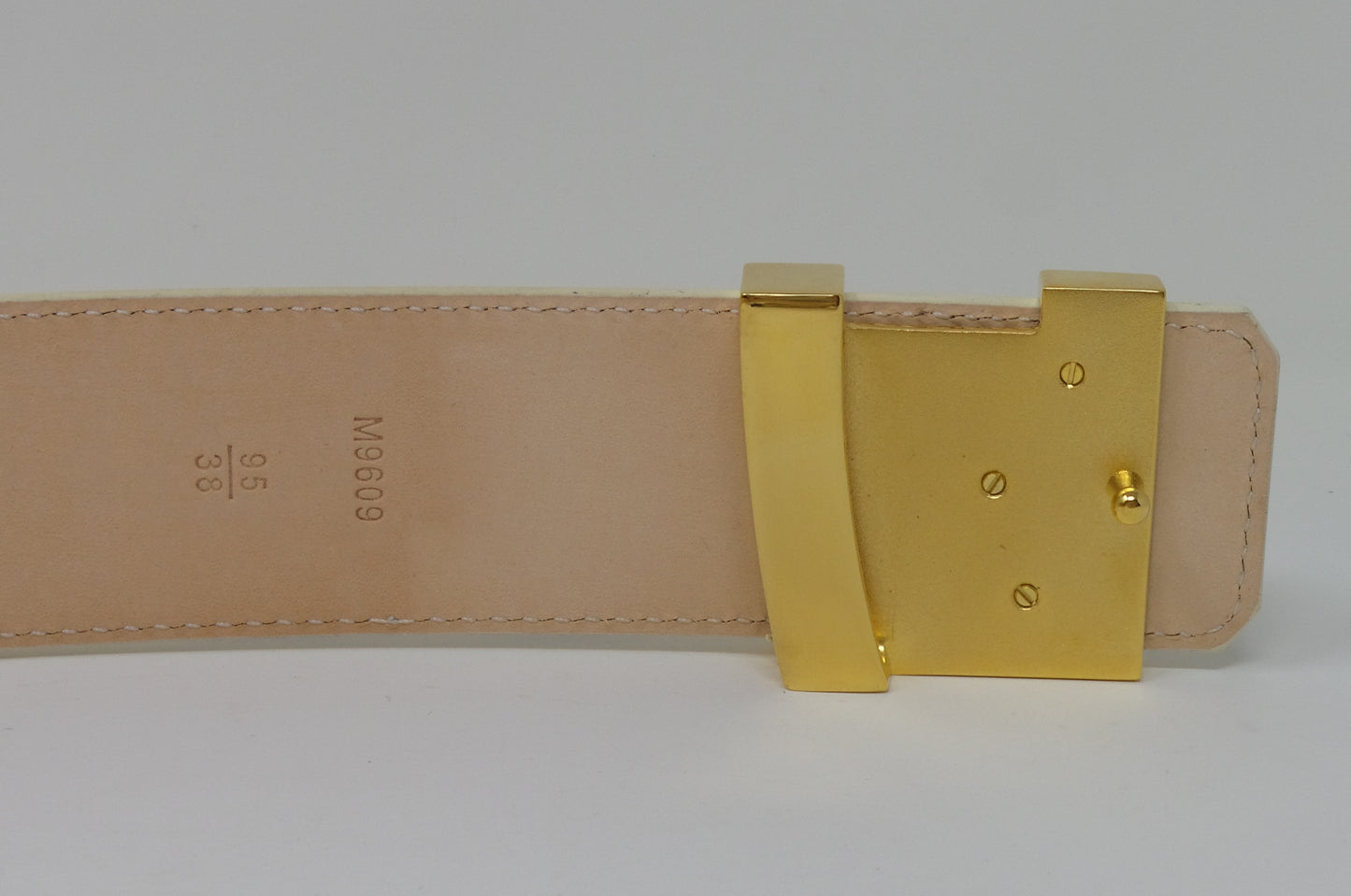 FLASH SALE ITEM White Damier Belt Gold Buckle Size 95