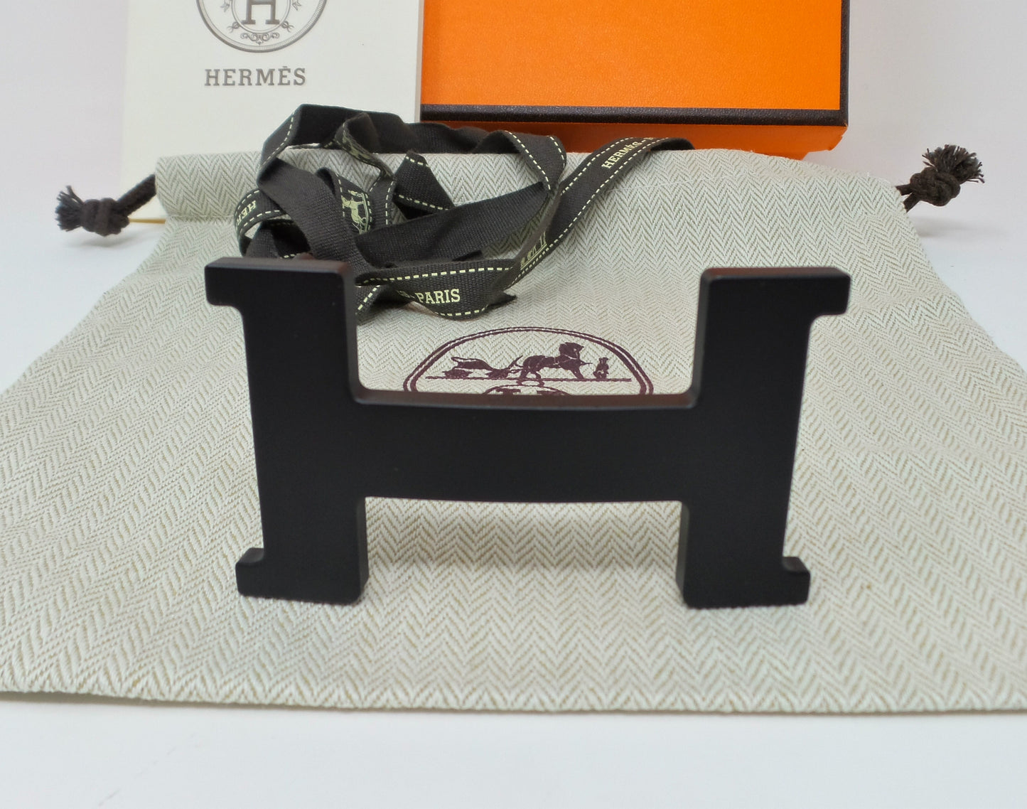Reversible Black And Navy Blue  Belt With Black H Buckle