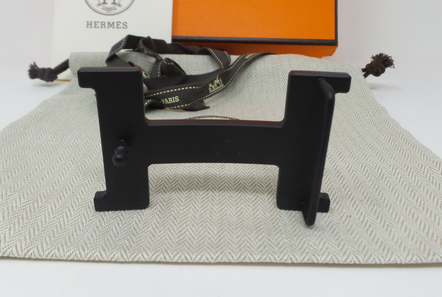 Reversible Black And Navy Blue  Belt With Black H Buckle