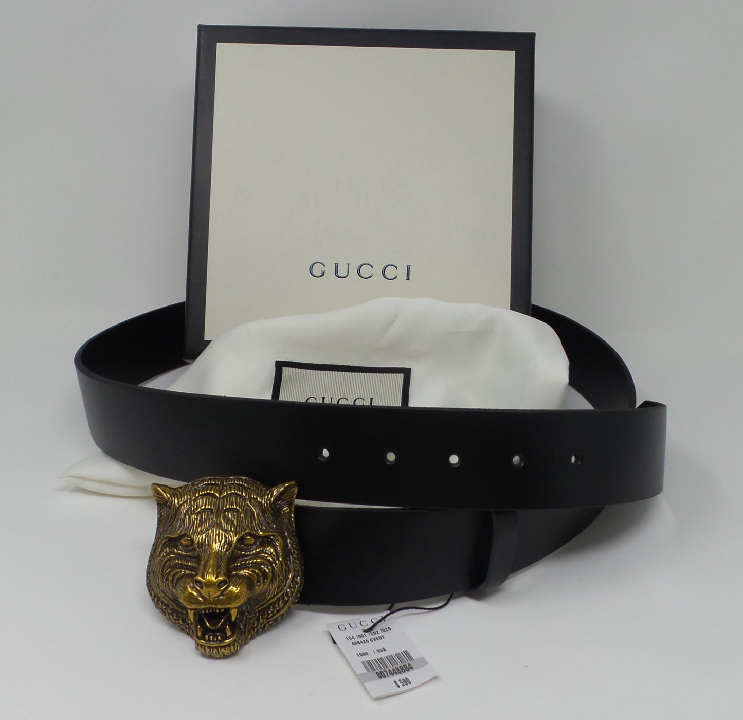 Tiger Head Belt Vintage Black Strap