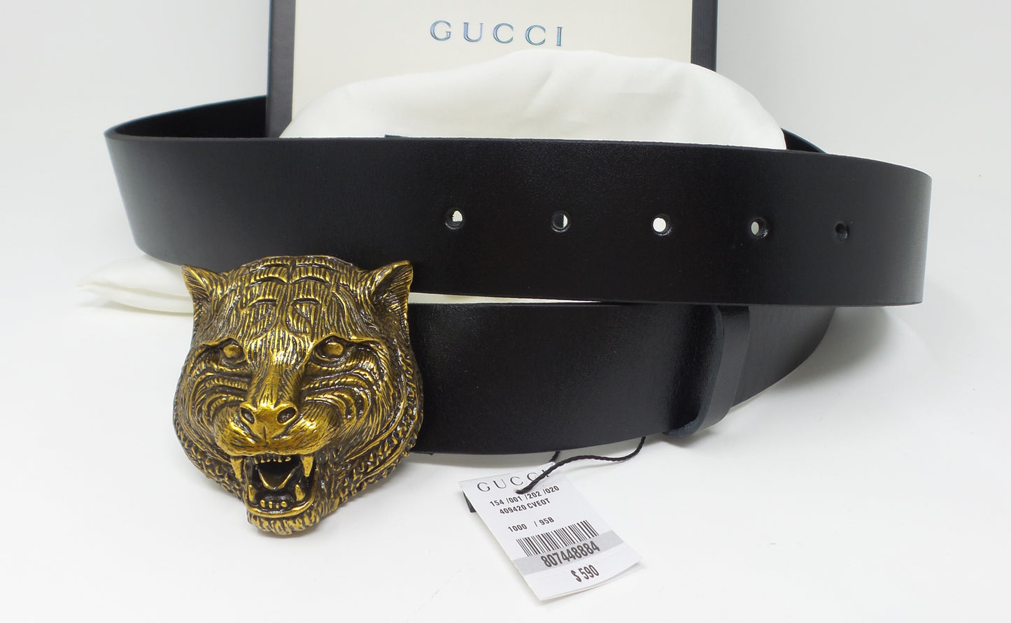Tiger Head Belt Vintage Black Strap