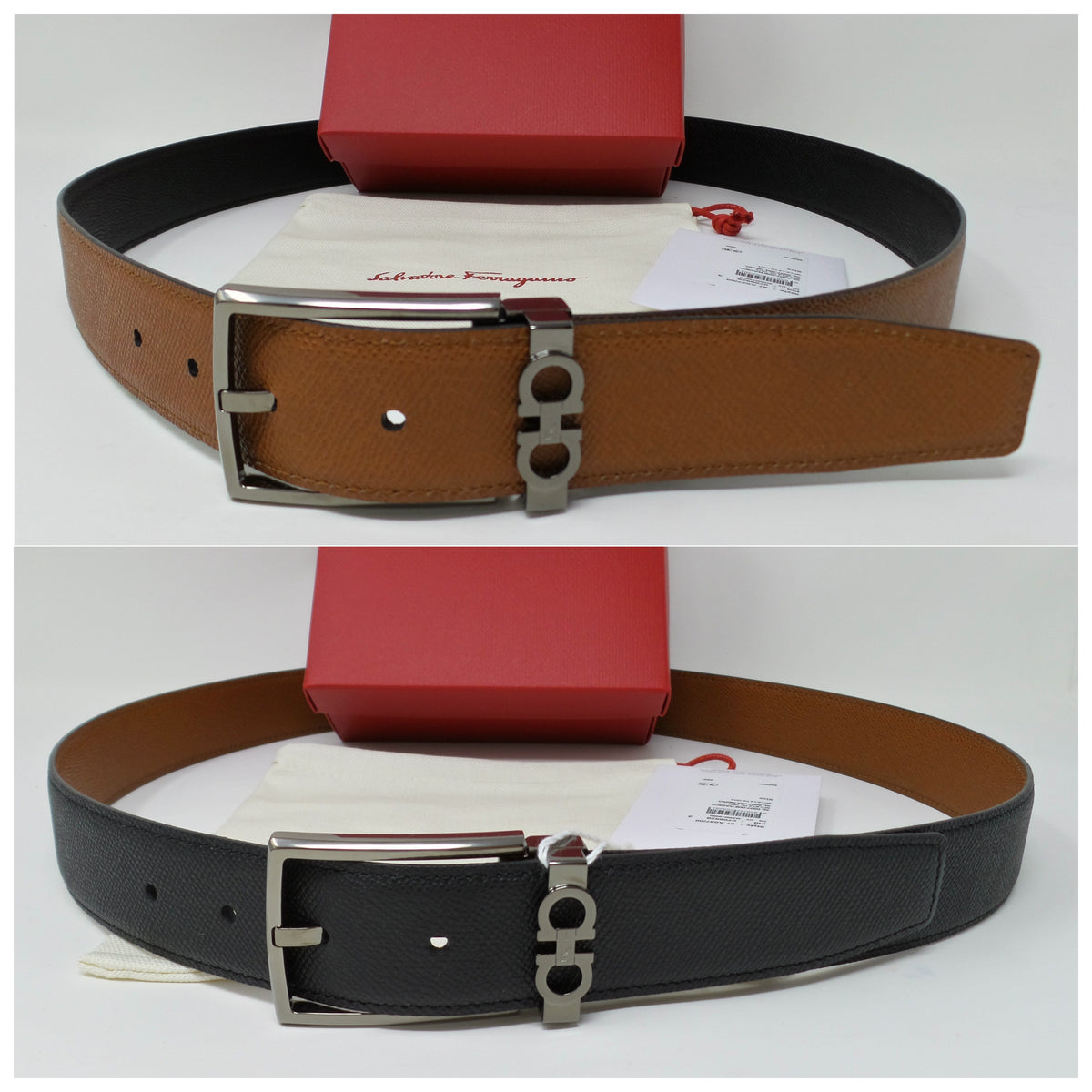 ! Salvatore Ferragamo Reversible Belt Black / brown! Amazon.com: Salvatore Ferragamo Adjustable Reversible Black  main image 2
