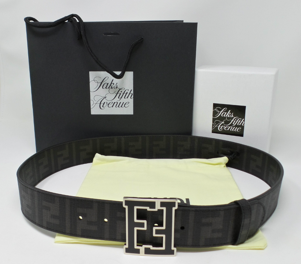 Black Monogram Belt With Silver / Black F Buckle Unisex