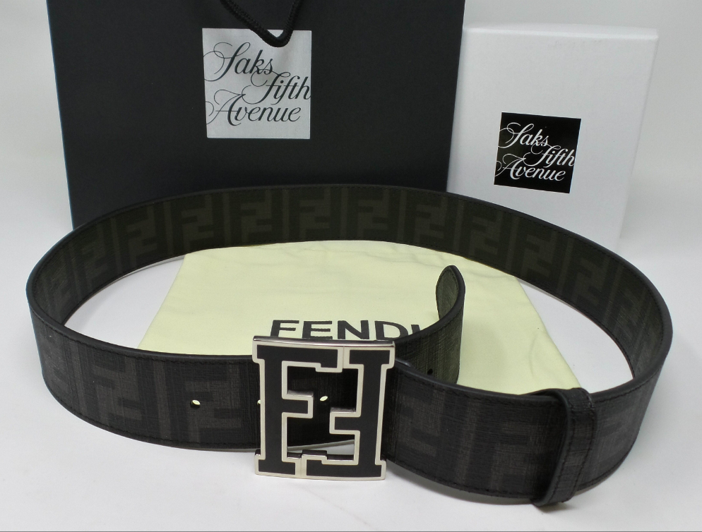Black Monogram Belt With Silver / Black F Buckle Unisex