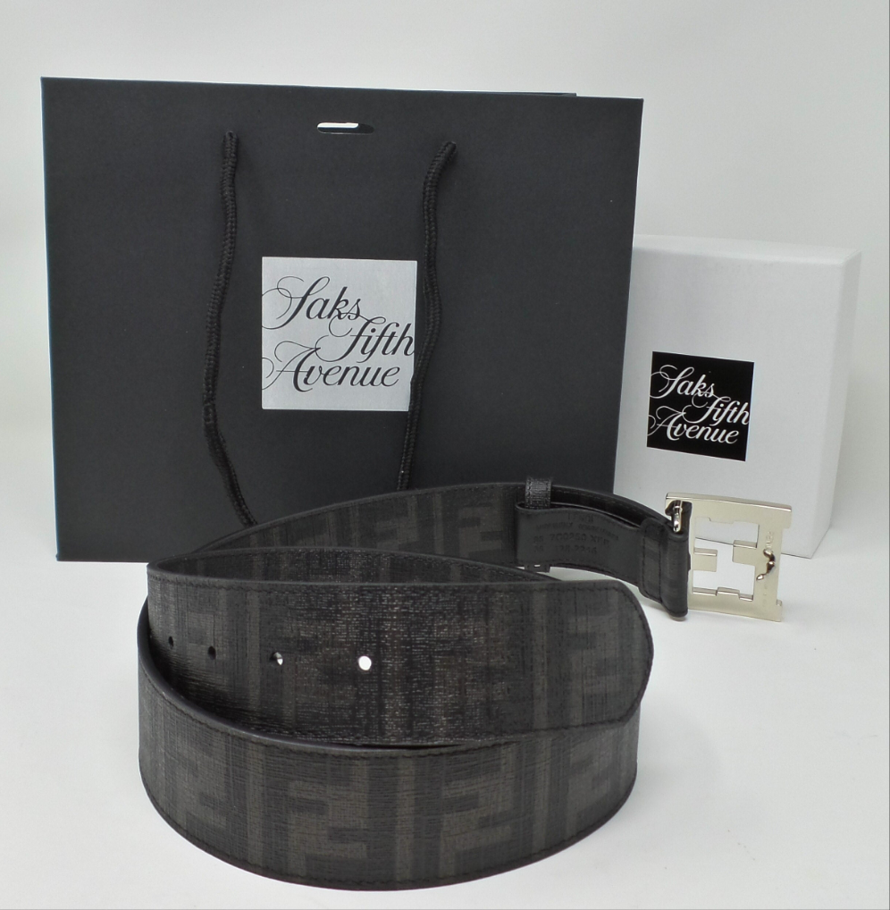 Black Monogram Belt With Silver / Black F Buckle Unisex
