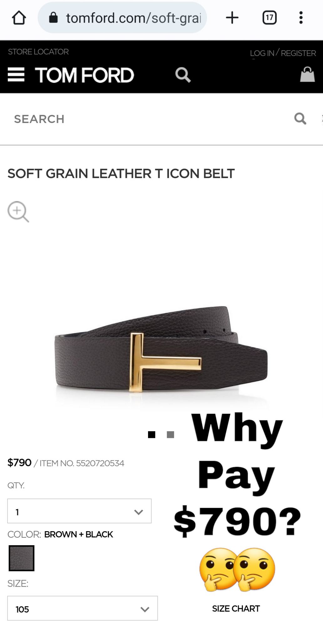 New Soft Grain Leather Reversible Black / Brown Belt With Gold T Buckle