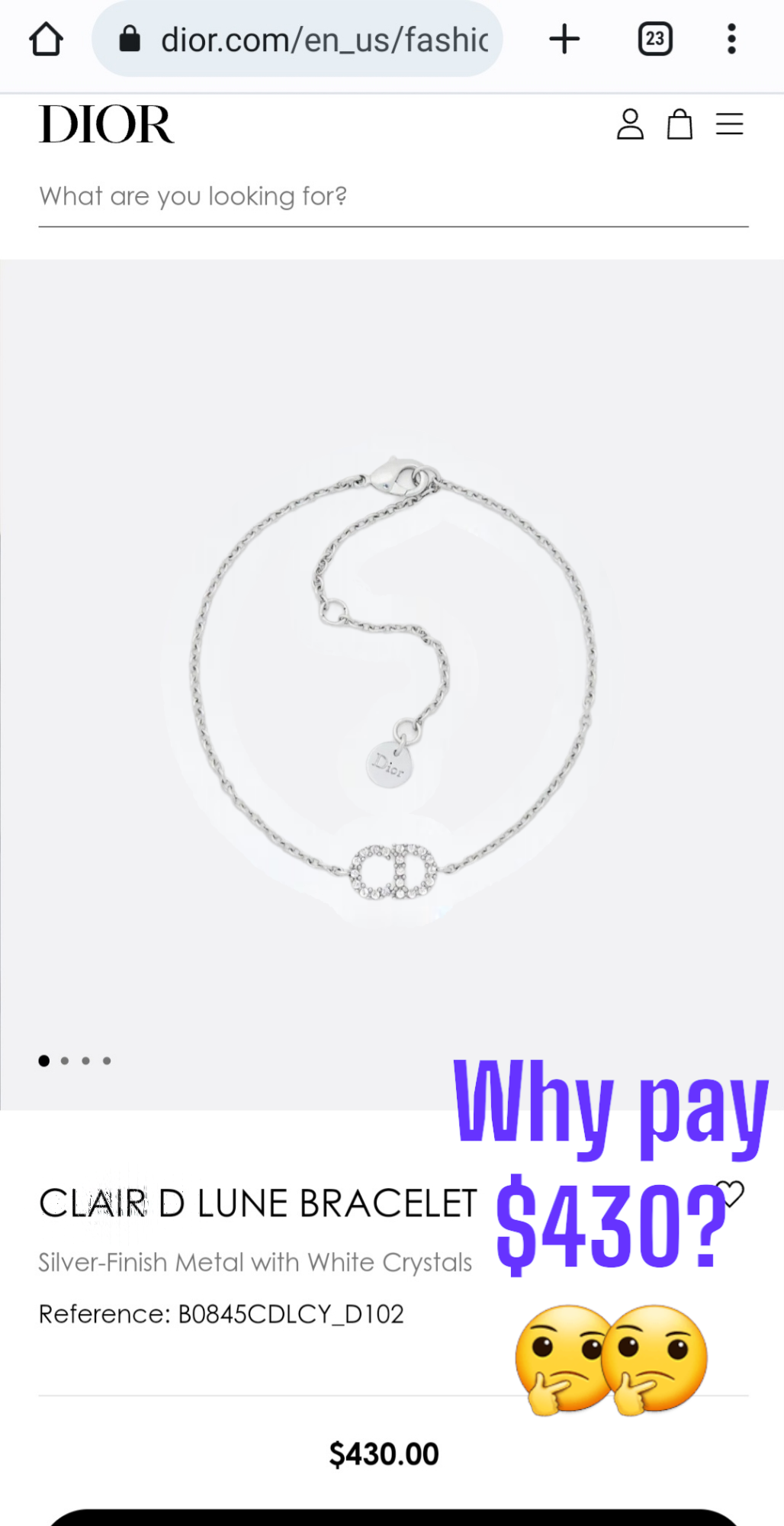 New Clair D Lune Bracelet Silver Adjustable Length
