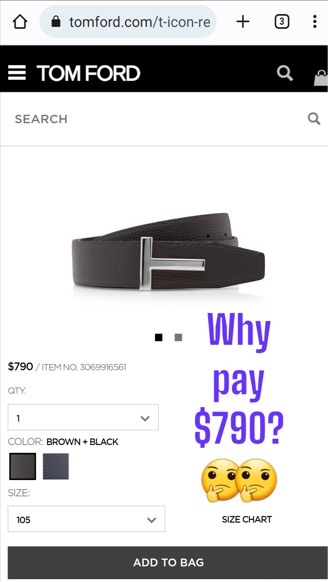 New Soft Grain Leather Reversible Black / Brown Belt With Silver T Buckle