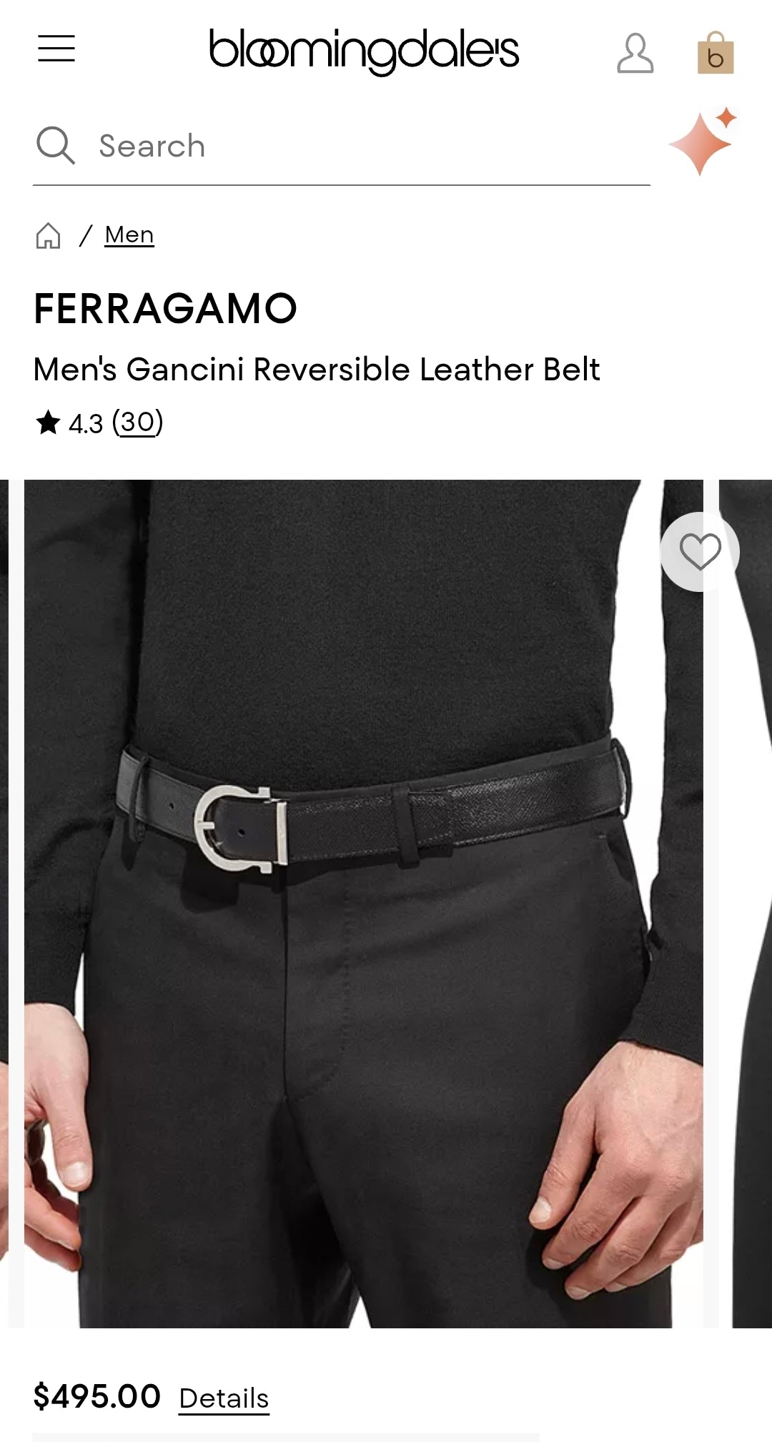 Reversible Belt Black / Brown Leather Silver Gancini Adjustable