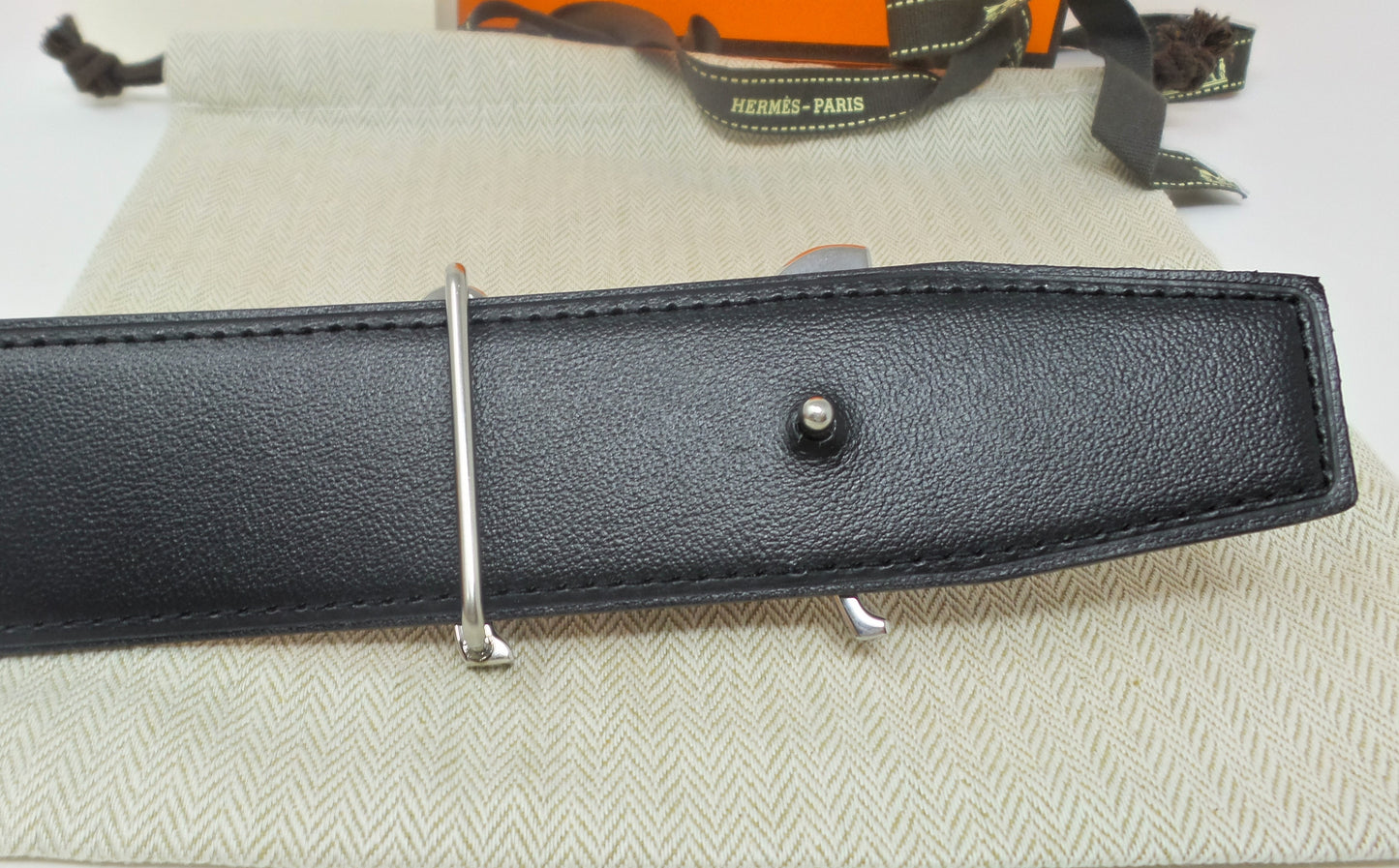 Reversible Navy Blue / Black Belt With Silver Horse H Buckle