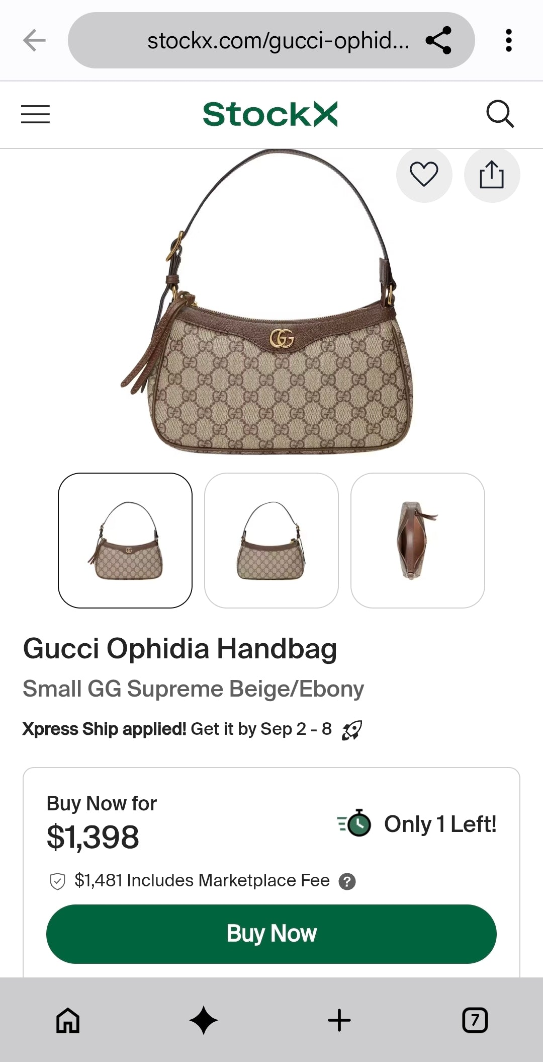 Brown Ophidia Small Shoulder Bag