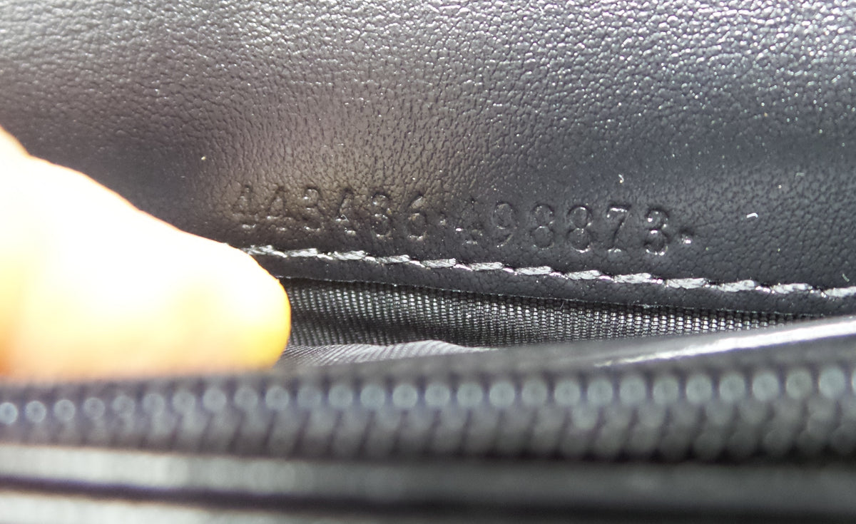 Black Leather Continental Wallet with Matte Brass Marmont G