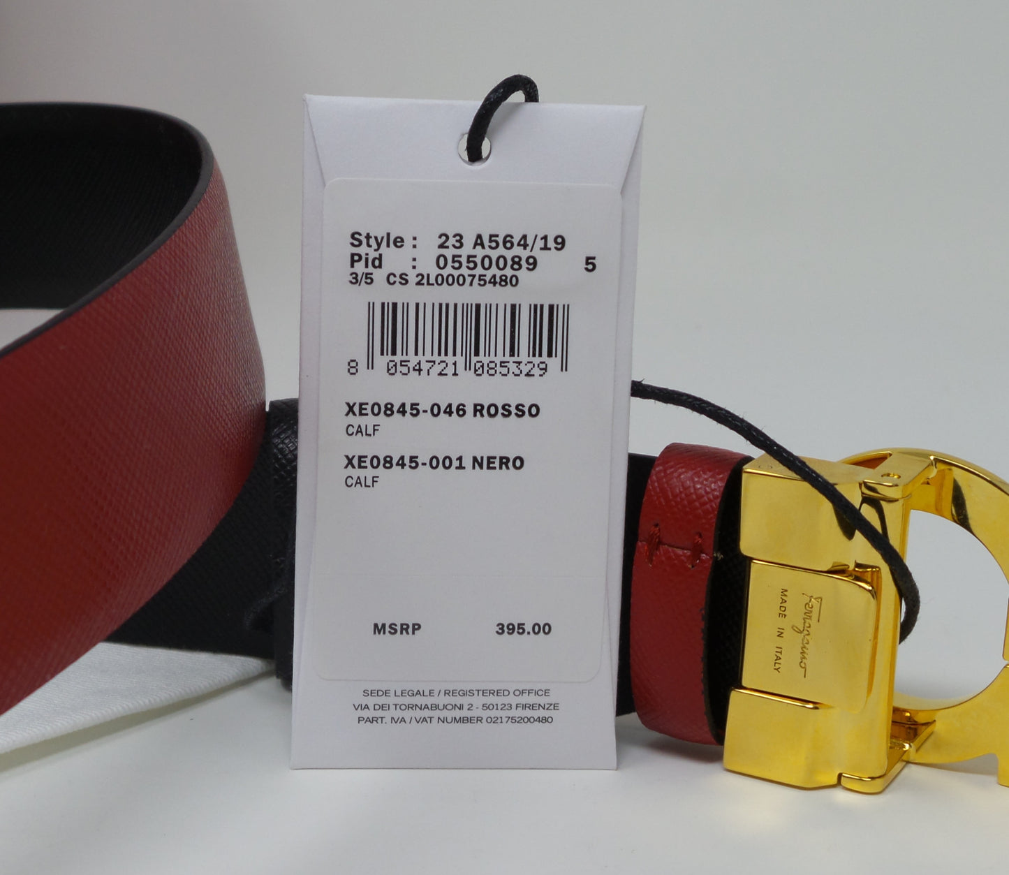 Black / Red Reversible And Adjustable Belt Medium Gold Buckle