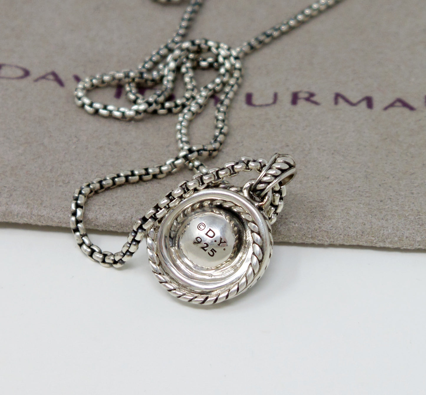 Sterling Silver 925 Crossover Pearl Necklace With 17" Inch Baby Box Chain