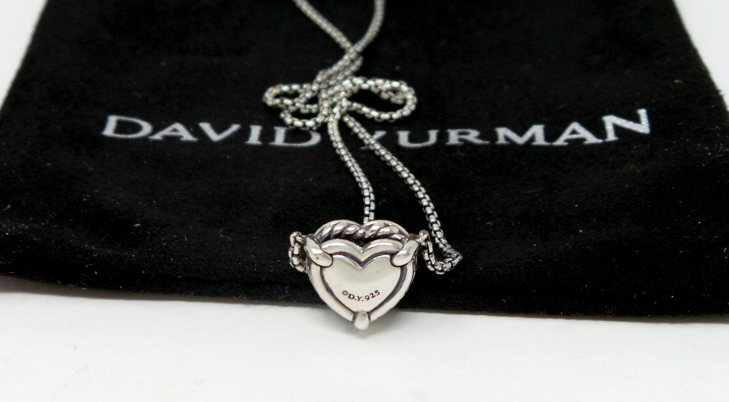 Chatelaine Necklace With Garnet Heart Pendant Sterling Silver