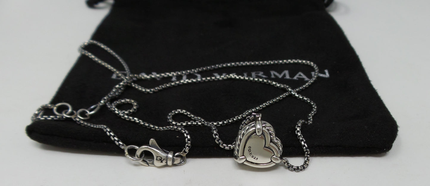 Chatelaine Necklace With Amethyst Heart Pendant Sterling Silver