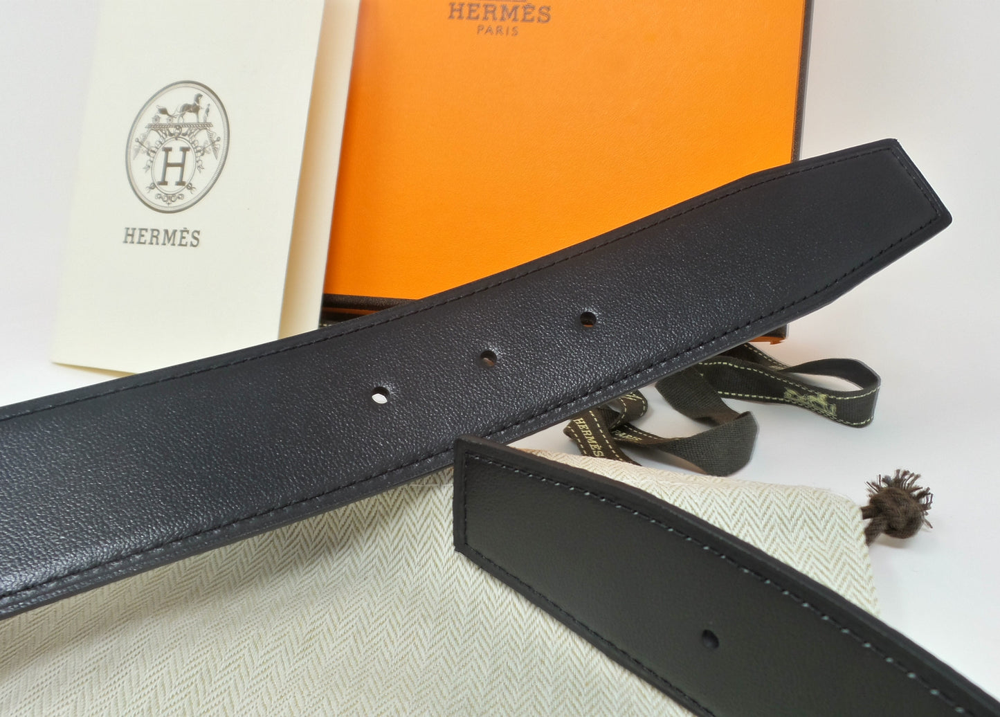 Reversible Navy Blue / Black Belt With Silver Horse H Buckle