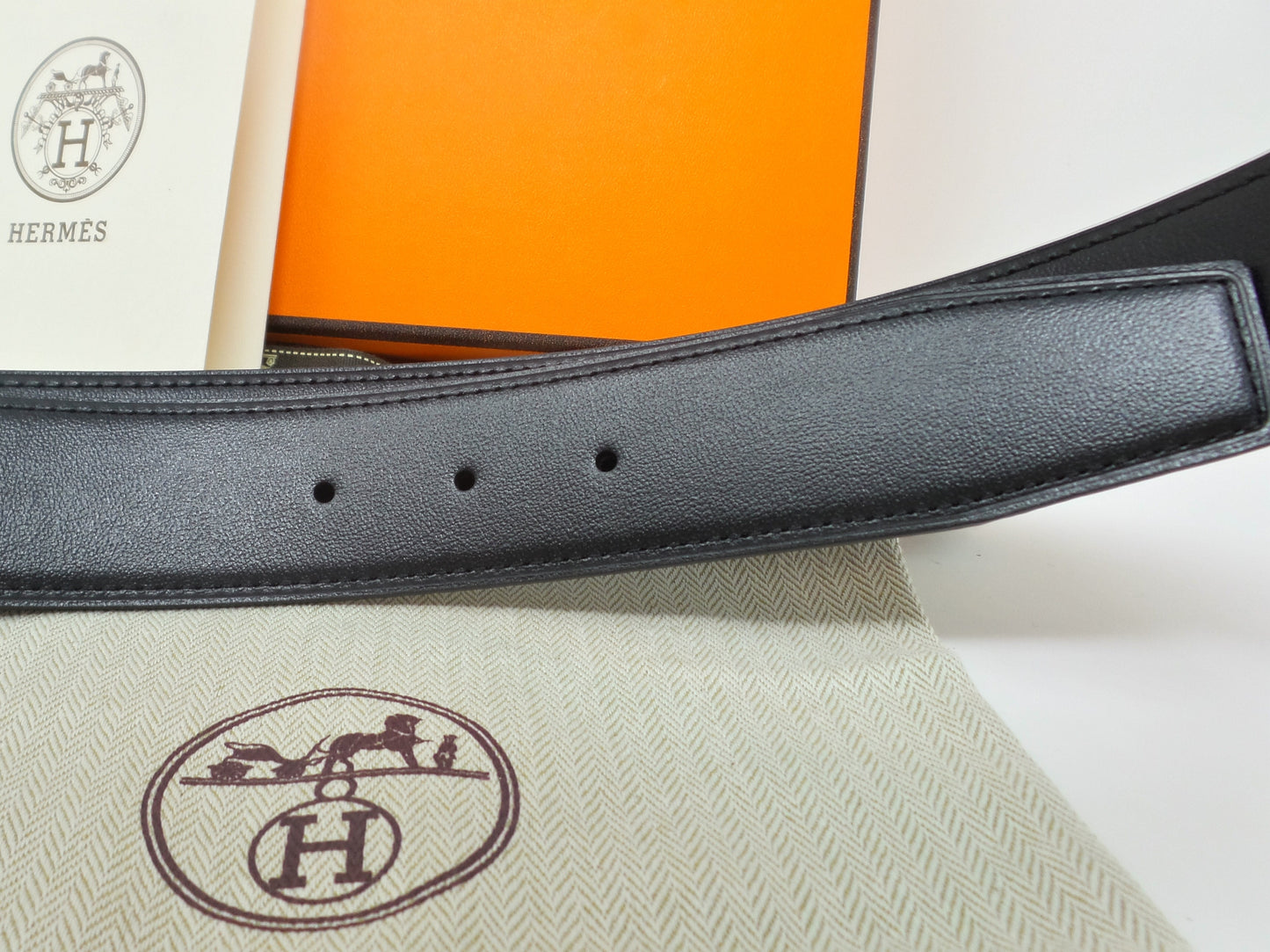 Reversible Navy Blue / Black Belt With Silver Horse H Buckle